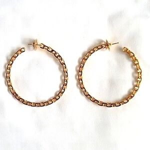 Tory Burch Gold Chain Link Hoops Earrings